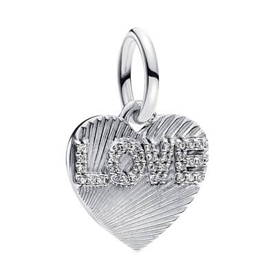 Engravable Love Heart Pendant Charm in 925 Silver - Pandora