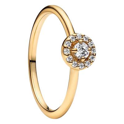 Bague Halo Pavé Rond en Métal Doré - Pandora