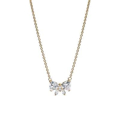 Collier Noeud Scintillant Doré, Longueur 45 cm Ajustable - Pandora