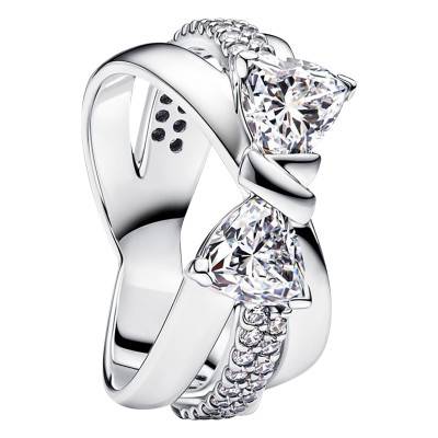 925 Silver Sparkling Knot Crossover Ring - Pandora