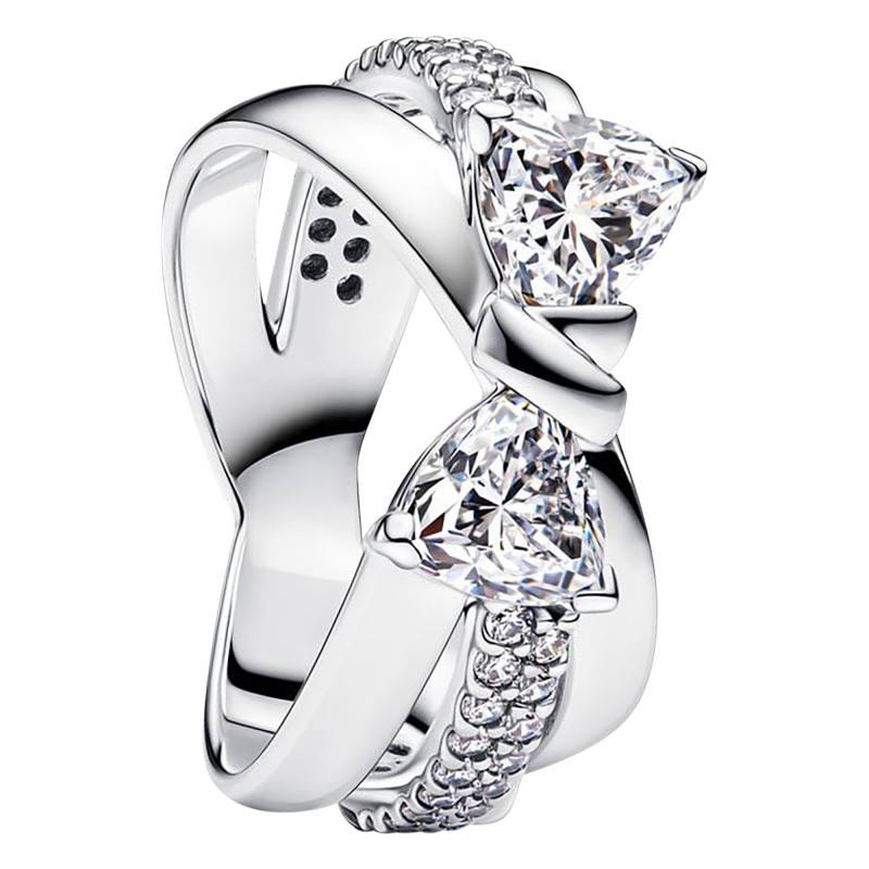 925 Silver Sparkling Knot Crossover Ring - Pandora