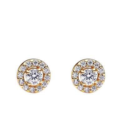 Boucles d'Oreilles Dorées & Halo Pavé Rond - Pandora