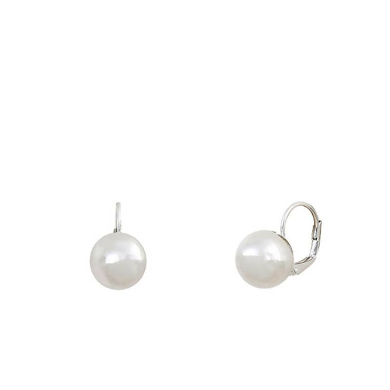 Adèle Silver & Mother-of-Pearl Leverback Earrings - Clio Blue