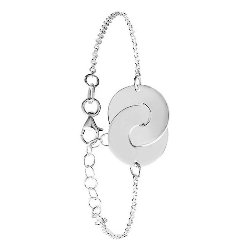 Disco Silver 925 Double Disc Bracelet, Length 16 cm to 19 cm - Clio Blue