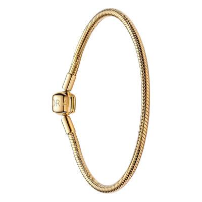 Gold-Plated Serpentine Chain Bracelet with Barrel Clasp, 17 cm to 21 cm - Pandora