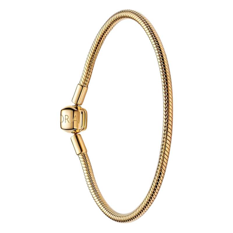 Gold-Plated Serpentine Chain Bracelet with Barrel Clasp, 17 cm to 21 cm - Pandora