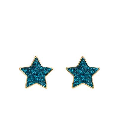 375 Yellow Gold & Enamel Blue Star Stud Earrings - Bambins