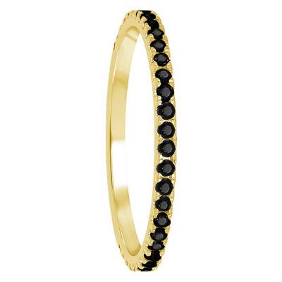Yellow Gold 375/1000 or 750/1000 Black Diamond Half Eternity Ring - Kundan