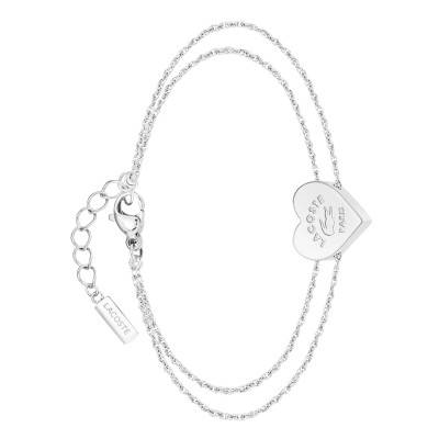 Steel Double Cable Chain Love My Croc Heart Bracelet, Adjustable Length 16.50 cm - 2040396 - Lacoste