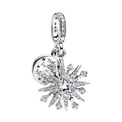 Charm Pendant Double Feu d'Artifice Scintillant en Argent 925 - Pandora