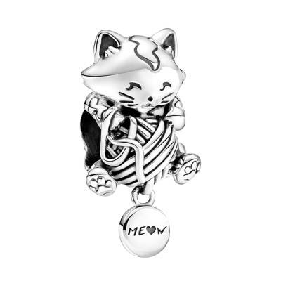 Charm Boule Chaton & Pelote de Laine Argent 925 - Pandora