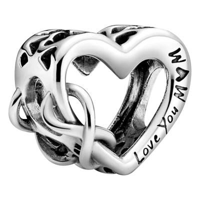 925 Silver Infinity Love You Mum Heart Charm - Pandora