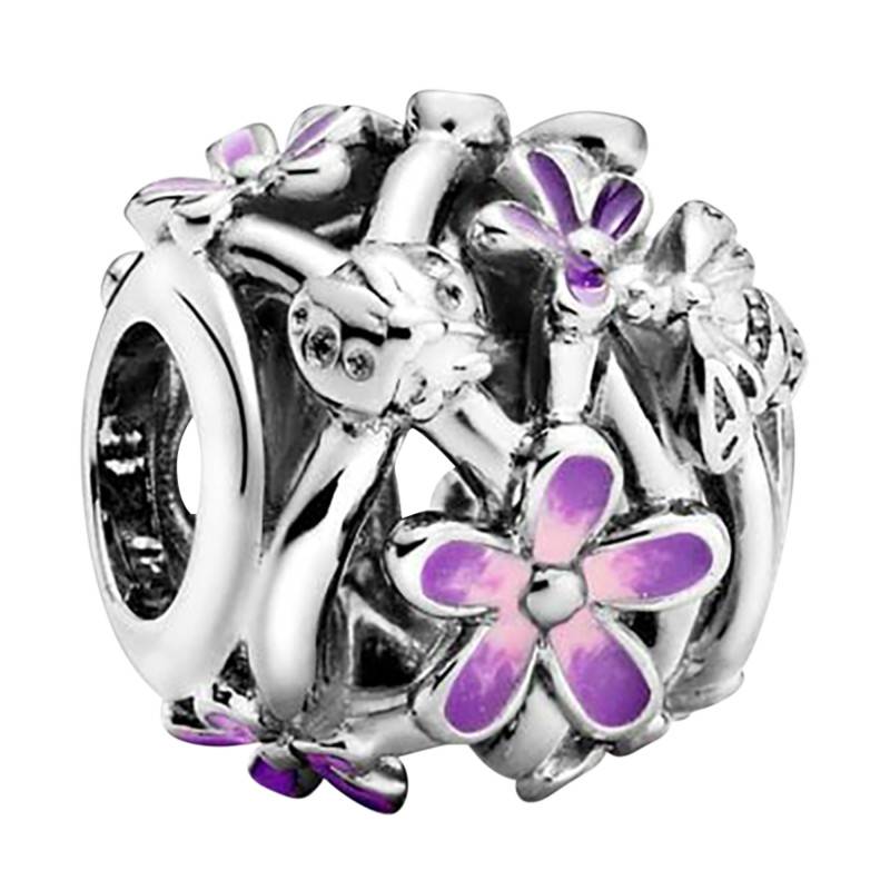 925/1000 Silver Openwork Violet Daisy Charm - Pandora