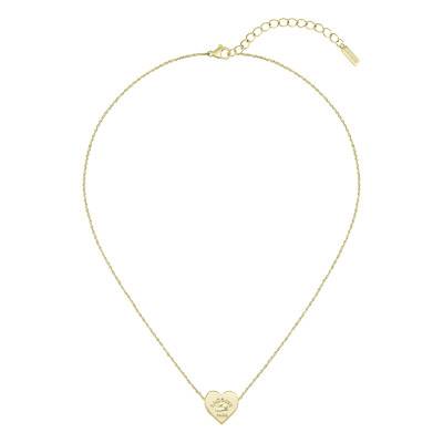 Collier Love My Croc Coeur en Acier Doré - 2040399, Longueur 41 cm Ajustable - Lacoste