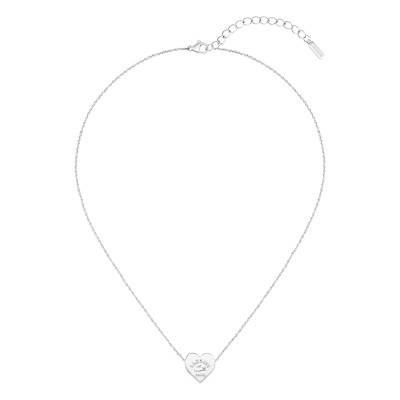 Collier Love My Croc Coeur en Acier - 2040394, Longueur 41 cm Ajustable - Lacoste