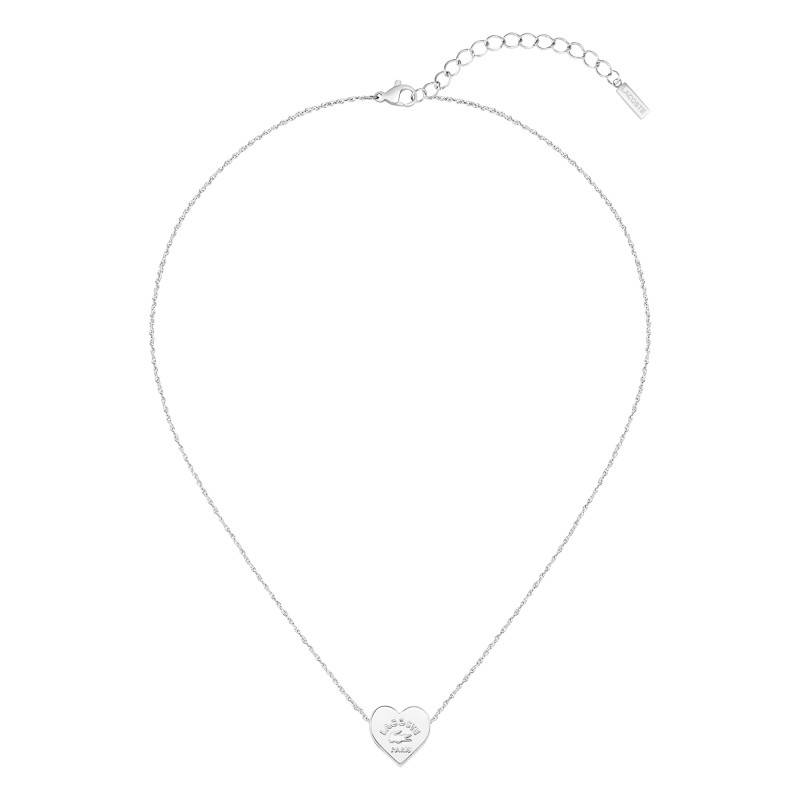 Steel Love My Croc Heart Necklace, Adjustable Length 41 cm - 2040394 - Lacoste