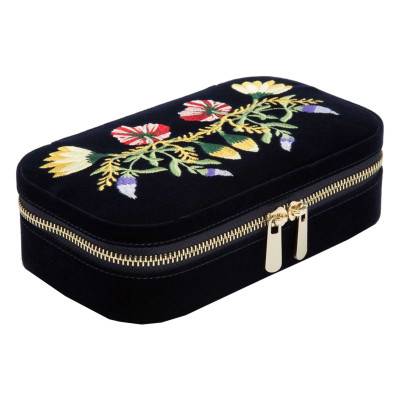 ZOE Indigo Velvet Travel Jewelry Box - Wolf 1834