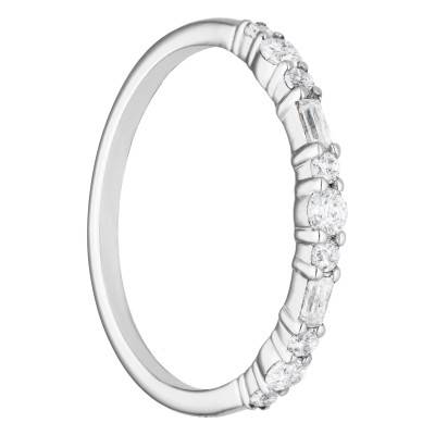 Alliance en Or Blanc 750 & Diamants 0,25 ct, Largeur 1,40 mm - Alliantine