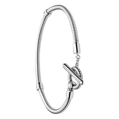 Bracelet Maille Serpent Fermoir en T Pandora Moments en Argent 925, Longueurs 17 à 20 cm - Pandora
