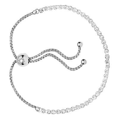 925/1000 Silver Sparkling Sliding Tennis Bracelet, 23 cm and 25 cm - Pandora