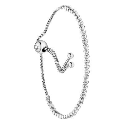 925/1000 Silver Sparkling Sliding Tennis Bracelet, 23 cm and 25 cm - Pandora