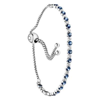 Bracelet Coulissant Scintillant Bleu et Incolore en Argent 925, Longueurs 23 et 25 cm - Pandora