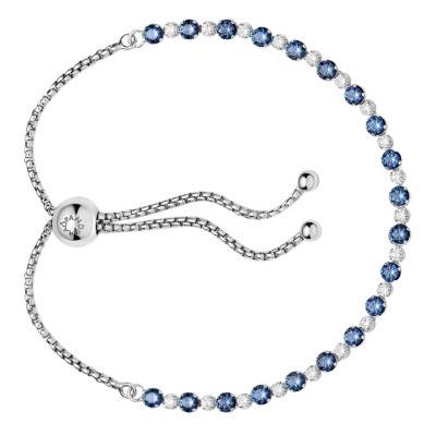 Bracelet Coulissant Scintillant Bleu et Incolore en Argent 925, Longueurs 23 et 25 cm - Pandora
