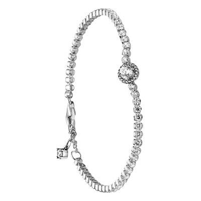 Bracelet Rivière Halo Scintillant en Argent 925, Longueurs 16 à 20 mm - Pandora