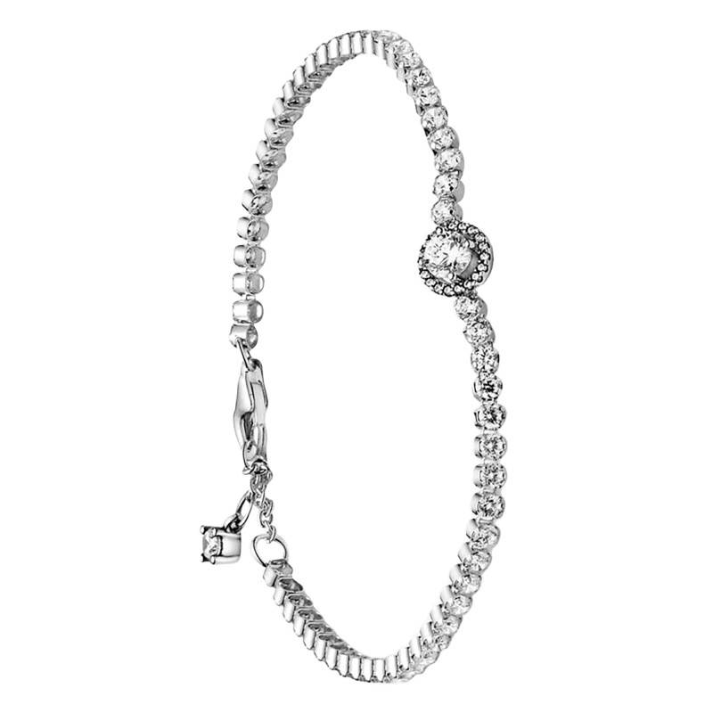 925/1000 Silver Sparkling Halo Tennis Bracelet, 16 cm to 20 mm - Pandora
