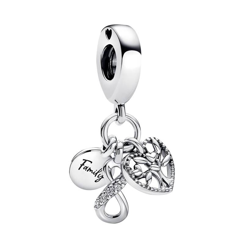 925/1000 Silver Triple Infinity Family Pendant Charm - Pandora
