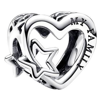 925/1000 Silver Openwork Family Heart & Star Charm - Pandora