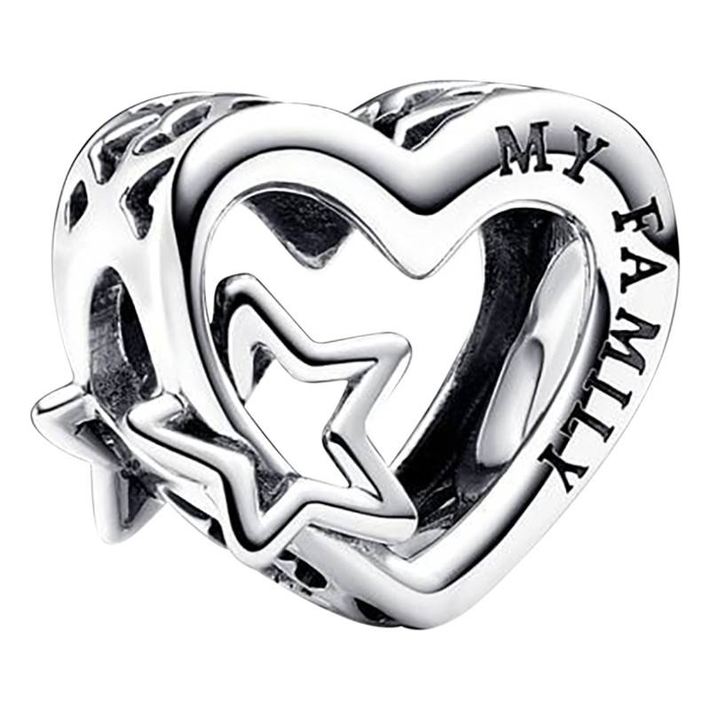925/1000 Silver Openwork Family Heart & Star Charm - Pandora