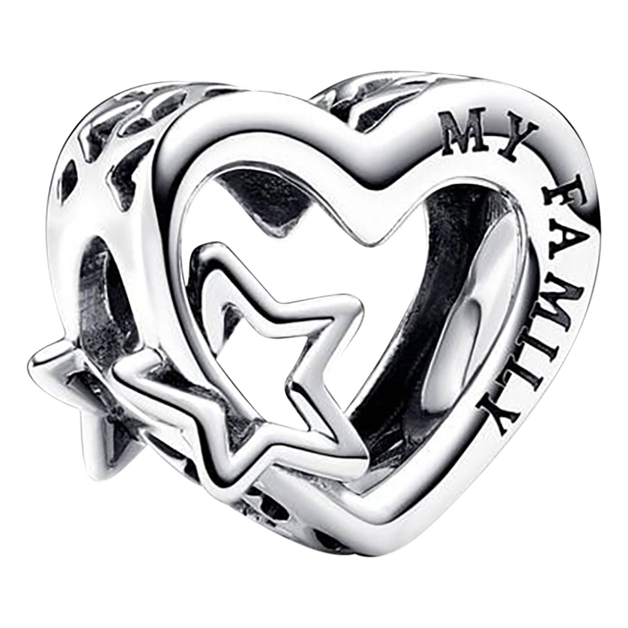 Bracelet Charms Cuore E Stella - In Argento Massicco 925, Senza Marca, Occasion En Bon état