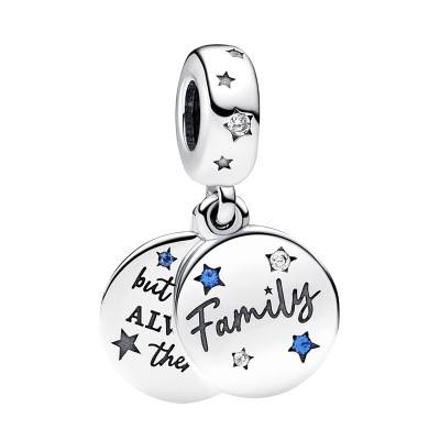 925/1000 Silver Double Family Love Pendant Charm - Pandora
