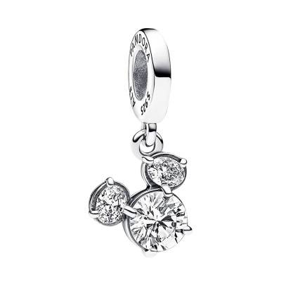 Disney Mickey Mouse Sparkling Silhouette Pendant 925 Silver Charm - Pandora