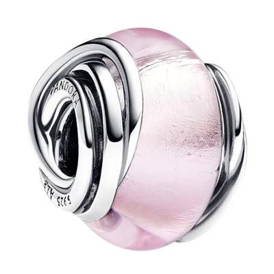 Pink Murano Glass & 925/1000 Silver Circles Charm - Pandora