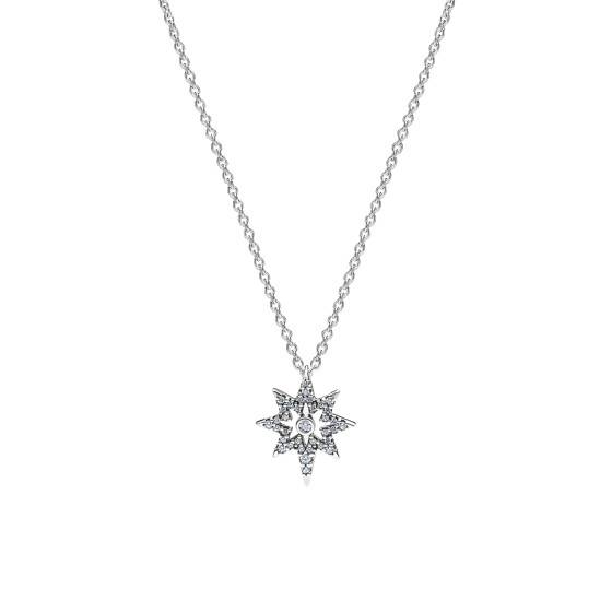 Pendentif étoile En Argent Tibétain Sur Chaîne Plaqué Argent 16 Pouces (40 Cm) - Fait Main - Neuf Sans Emballage