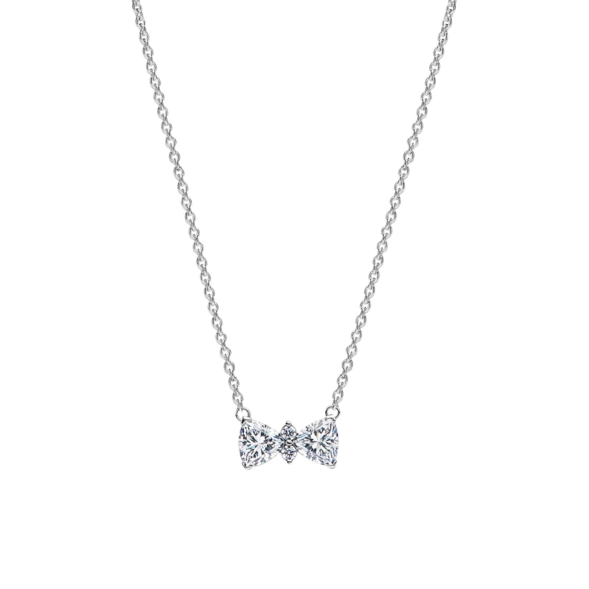 Collier Chaîne Argent Massif Avec Pendentif Nœud Et Zircon - Occasion