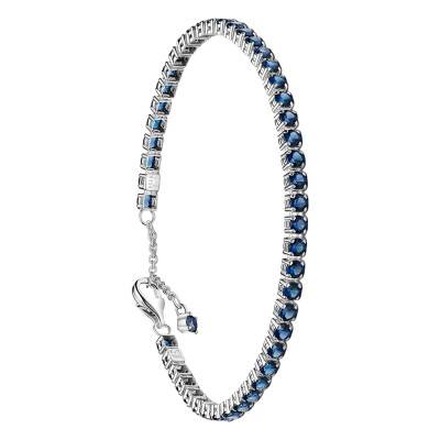 925 Silver Sparkling Blue Tennis Bracelet, Length 16 cm to 18 cm - Pandora