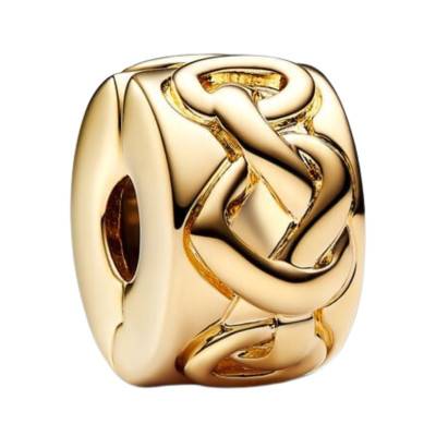 Charm Clip Cœurs Noués en Métal Doré - Pandora