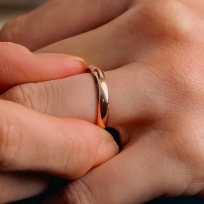 375 Rose Gold Standard Half-Shank Wedding Ring 3 mm - Amore