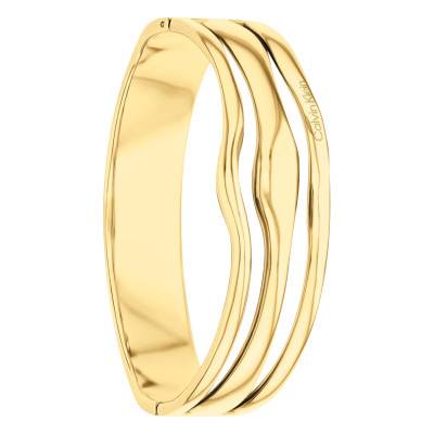 Gold-Tone Steel CK Wavy Jonc Bracelet, Length 17.50 cm - 35000719 - Calvin Klein