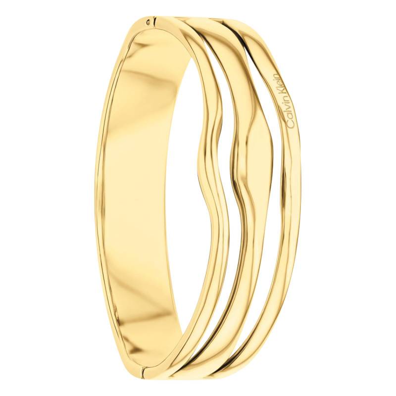 Gold-Tone Steel CK Wavy Jonc Bracelet, Length 17.50 cm - 35000719 - Calvin Klein