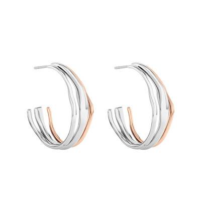 CK Wavy Two-Tone Steel Hoop Earrings, 26.50 mm Diameter - 35000650 - Calvin Klein