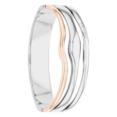 Bracelet Jonc CK Wavy en Acier Bicolore, Longueur 17,50 cm - 35000649 - Calvin Klein