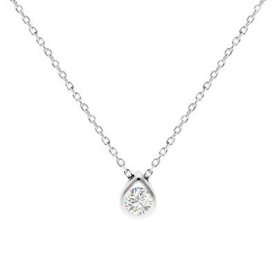Collier Goutte Diamant 0,10 ct à 0,25 ct & Or Blanc 750, Longueur 40 à 42 cm - Diamond Lady