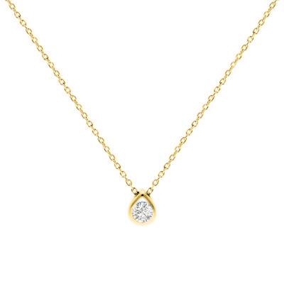 Collier Goutte Diamant 0,10 ct à 0,25 ct & Or Jaune 750, Longueur 40 à 42 cm - Diamond Lady
