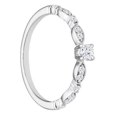 750/1000 White Gold & Diamond Accent Solitaire Ring 0,24 ct to 0,38 ct - Alliantine