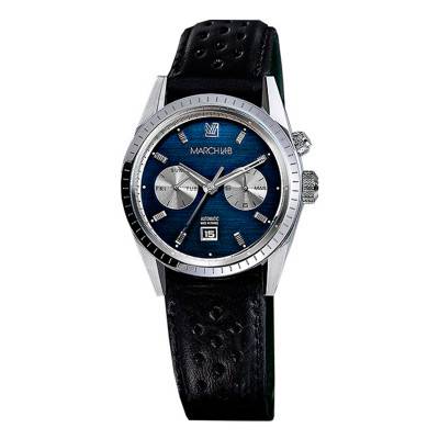 Montre Agenda Supra Automatic Navy Buffle perforé noir - March LAB