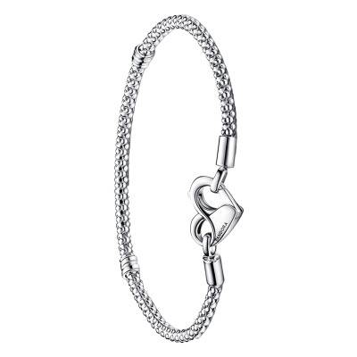 925 Silver Pandora Moments Studded Chain Bracelet, Length 16 cm to 21 cm - Pandora